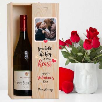 The Key To My Heart Personalised Wooden Single Wine Box