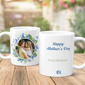 Happy Mother's Day Blue Flowers Personalised Mug