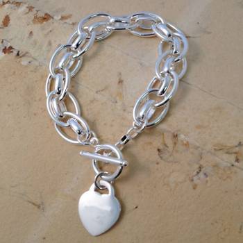 Silver Plated Bracelet with Heart Charm
