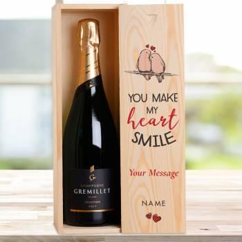 You Make My Heart Smile - Personalised Single Champagne Box
