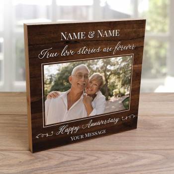 True Love Stories Are Forever - Anniversary Wooden Photo Blocks