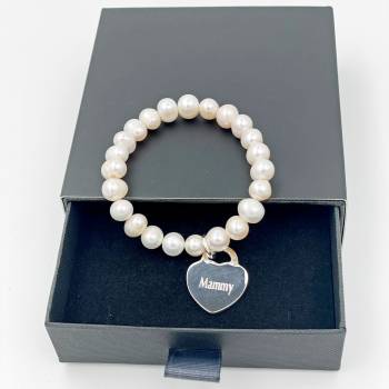 Freshwater Pearl Bracelet With Heart - Personalised