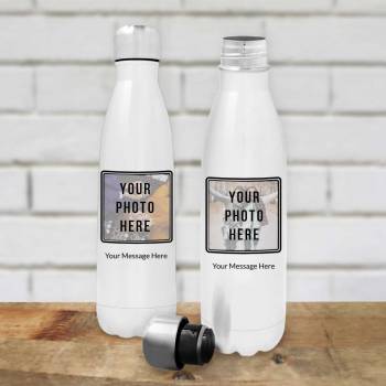 Any Photo And Message - White Personalised Bottle / Flask