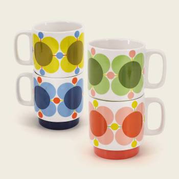 Tipperary Crystal Orla Kiely Stackable Fifties Flower Set of 4 Mugs