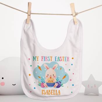 My First Easter Any Name Bunny And Chick Personalised Baby Bib