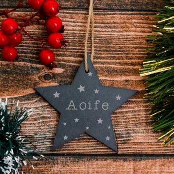 Any Name - Personalised Star Slate Hanging Decoration