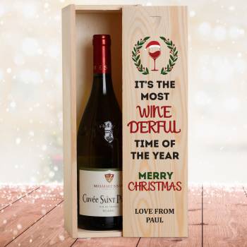 It's the most WineDerful time of the year - Personalised Wooden Single Wine Box