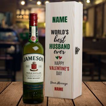 World's Best Husband Ever Happy Valentines Day - Personalised Whiskey Wooden Box