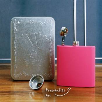 Any Name and Message - Personalised Pink Hip Flask