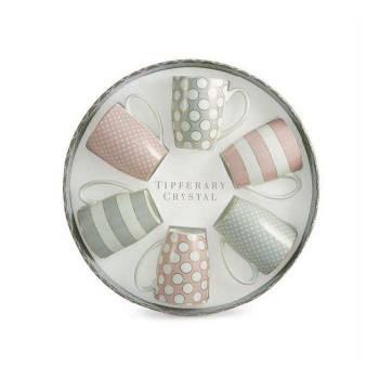 Set 6 Bone China Mugs - Spots & Stripes Party Pack from Tipperary Crystal