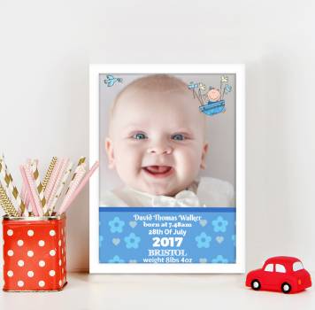 Baby Arrival - Blue - Personalised Poster