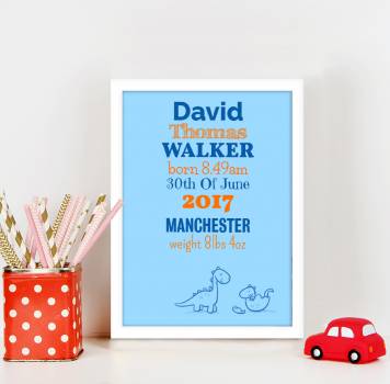 Dinosaurs Baby Personalised Poster