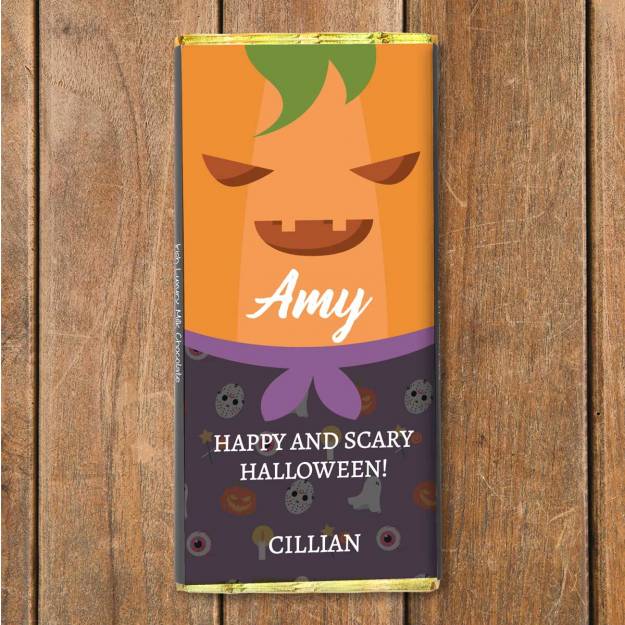 Happy Halloween Pumpkin Personalised Chocolate Bar