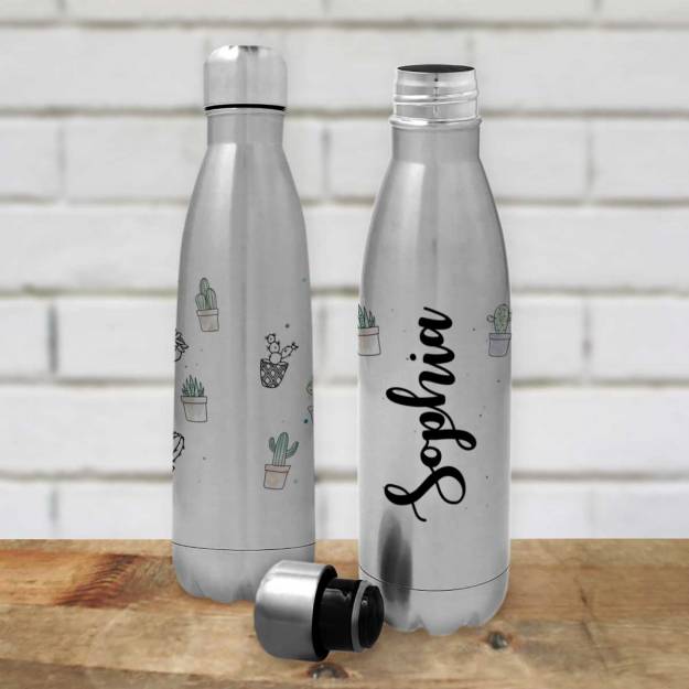 Any Name Cactus - Personalised Stainless Steel Bottle