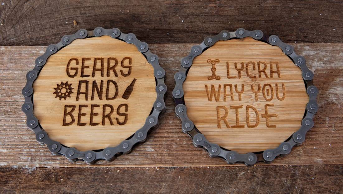 Bike Chain Coasters Set of 2 - Gears & Beers