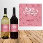 Happy Mother's Day Pink Hearts Personalised Wine
