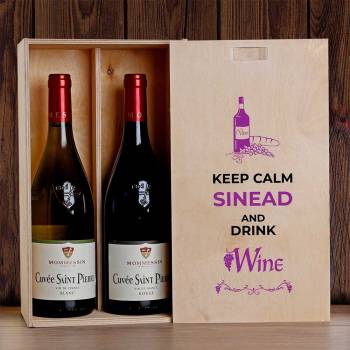 Keep Calm Personalised Wooden Double Wine Box
