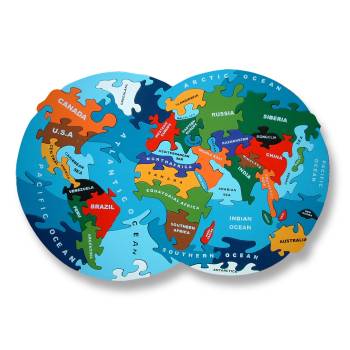 Handcrafted Map of the World Wooden Jigsaw