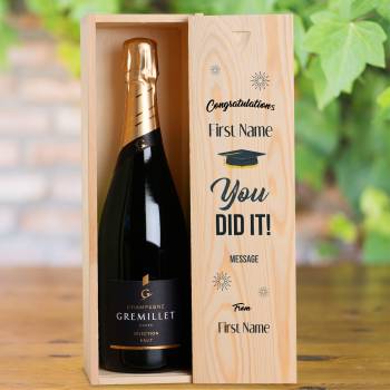 Graduation Personalised Single Wooden Champagne Box