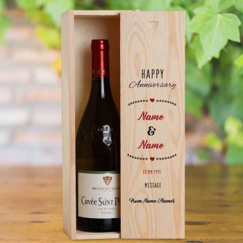 Happy Anniversary Personalised Wooden Single Wine Box