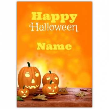 Happy Halloween Four Pumpkins Card