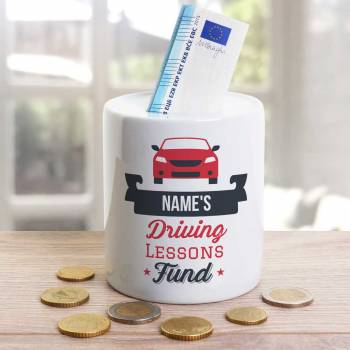 Driving Lessons Fund Insert Name Personalised Money Jar