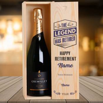 The Legend Has Retired Personalised Single Wooden Champagne Box