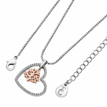 Tipperary Rose Gold Pave Heart Pendant With Floating Tree of Life Pendant