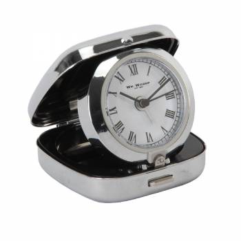 Personalised - Fold Up Chrome Alarm Clock with Roman Dial