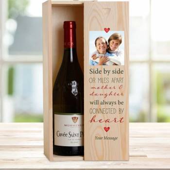 Mother & Daughter Miles Apart Personalised Wooden Single Wine Box