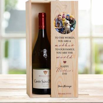 To The World, You Are A Mother, To Our Family, You Are The World - Personalised Wooden Single Wine Box