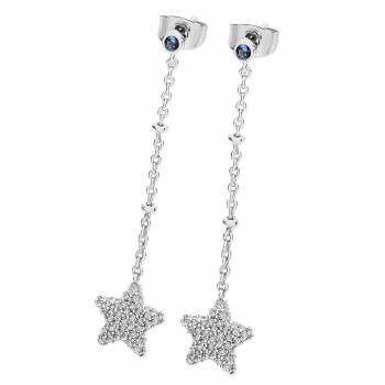 Tipperary Pave Star With Blue Cz Silver Earrings