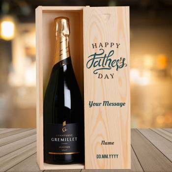Any Message Happy Father's Day Blue - Personalised Single Champagne Box