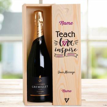 Teach Love Inspire Any Name And Message - Personalised Single Champagne Box