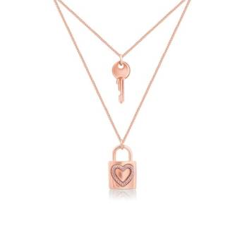 Romi Rose Gold Padlock & Key Double Pendant