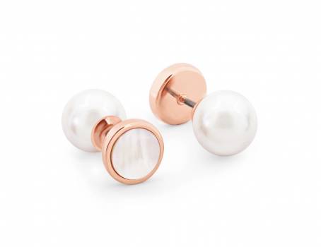 Tipperary Pearl Moon Earrings - Rose Gold