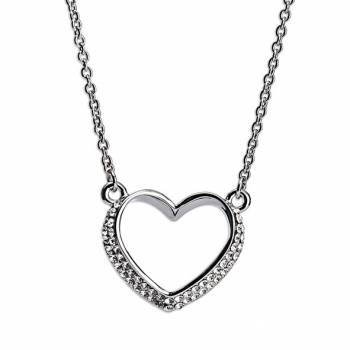 Silver Diamante Heart Necklace - Newgrange