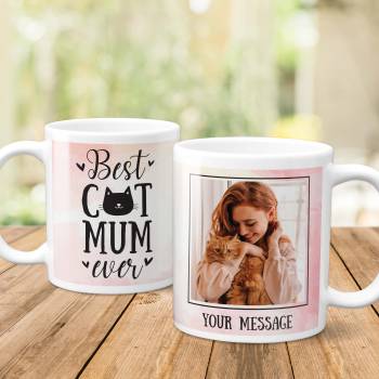 Best Cat Mum Any Photo and Message - Personalised Mug
