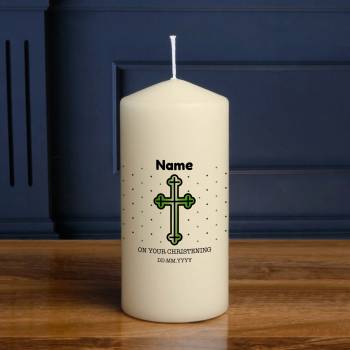 On The Christening Of Any Name Cross - Personalised Candle