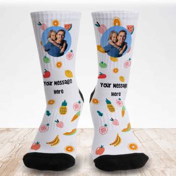 Fruits Any Photo and Message - Personalised Socks