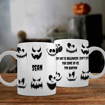 Spooky Faces - Halloween Personalised Mug