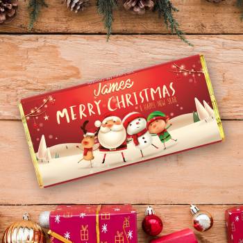 Merry Christmas Santa's Friends Personalised Chocolate Bar