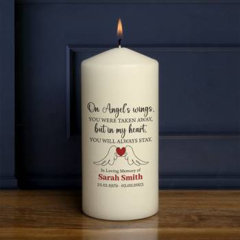 Memorial Poem On Angel's Wings - Personalised Candle