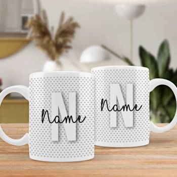 Any Initial And Name Grey Design - Personalised Mug