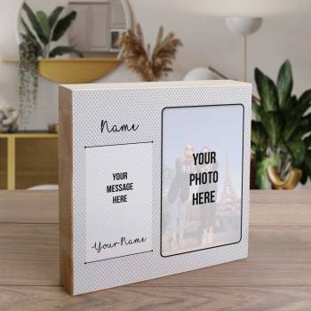 Any Name, Message And Photo Grey Design - Wooden Photo Blocks