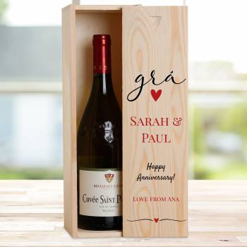 Grá - Personalised Wooden Single Wine Box