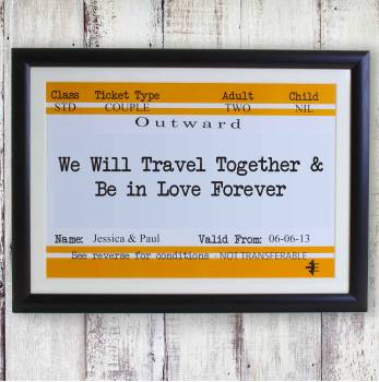 Train Ticket Travel & Love Forever Personalised Framed Poster