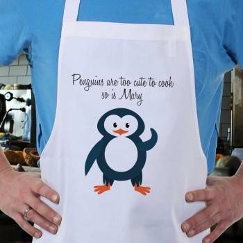 Too Cute to Cook Penguin Personalised Apron