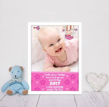 Baby Arrival - Pink - Personalised Poster
