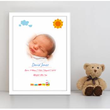 Any Photo Train Baby Personalised Poster